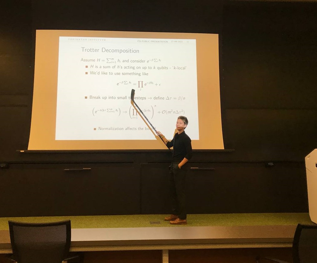 the website author presenting with a hockey stick instead of a laser pointer